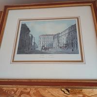 STAMPA ANTICA p.za Carignano  CON CORNICE IN LEGNO