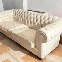 Divani Chesterfield in pelle pieno fiore bianca -