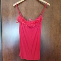 canotta rossa con piume tg M