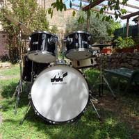 batteria acustica 5 pz con aste, piatti, sgabello