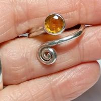 Anello in argento 925 regolabile e citrino natural