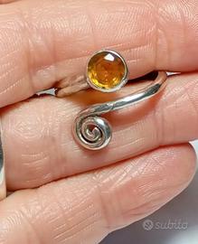 Anello in argento 925 regolabile e citrino natural