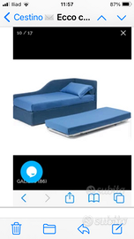 Letto singolo in ecopelle con secondo letto