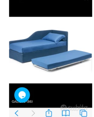 Letto singolo in ecopelle con secondo letto