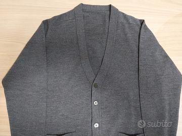Cardigan grigio scuro 100% lana, made in England, 