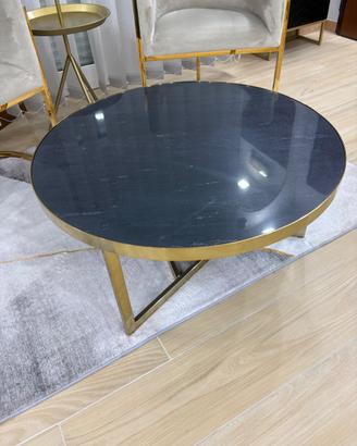 Tavolino in marmo nero e oro 