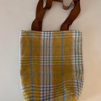 Borsa senape lana tessuto jacquard