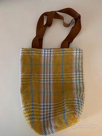 Borsa senape lana tessuto jacquard