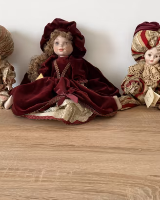 Tris Bambole da Collezione 45cm Porcellana Biscuit