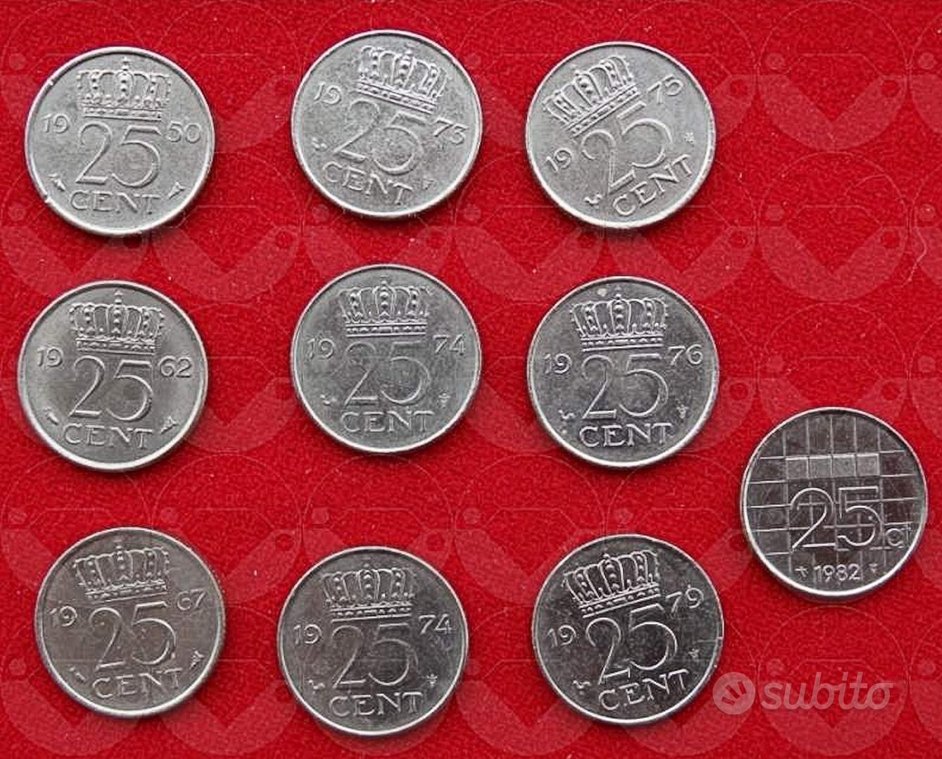 NEDERLAND 1950-1982 lotto di 10 monete 25 Cent - Collezionismo In vendita a  Modena