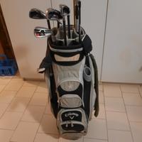 Sacca da golf con ferri, borsa viaggio e palline
