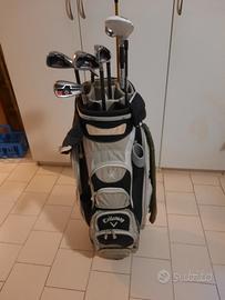 Sacca da golf con ferri, borsa viaggio e palline