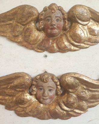 Angeli putti antichi in legno dorato 500 XVI