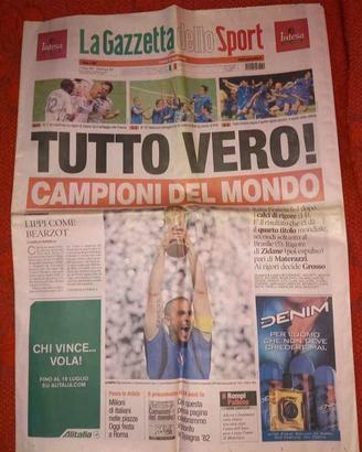 CAMPIONI DEL MONDO GAZZETTA DELLO SPORT 10/07/2006
