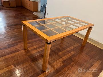 Tavolo in rovere con cristallo