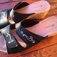 Sandali n.37/38 Fly Flot  pelle blu