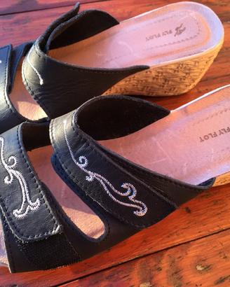 Sandali n.37/38 Fly Flot  pelle blu