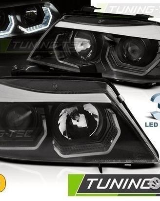 Fari LED Angel Eyes 3D BMW Serie 3 E90 / E91 Neri
