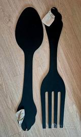 Posate decorative da parete in legno nero