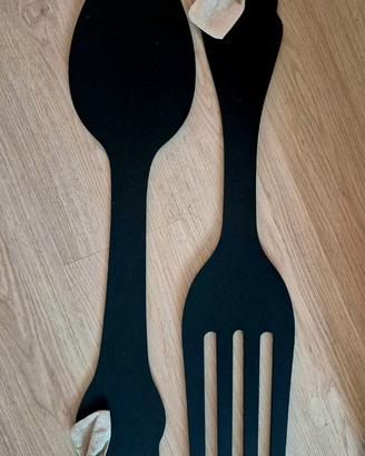 Posate decorative da parete in legno nero