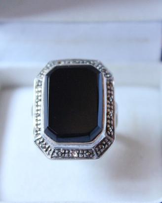 Anello in argento 925 con Onice nera 