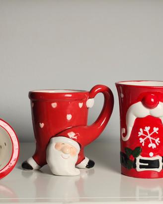 Set tazza + teiera Babbo Natale ceramica presente