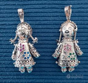 COPPIA PENDENTI RAGDOLL MOBILE ARGENTO 925