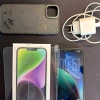Iphone 14 plus + 2 cover + caricatore + tre vetri