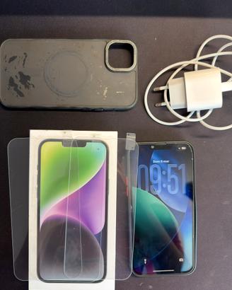 Iphone 14 plus + 2 cover + caricatore + tre vetri