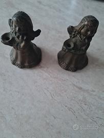 2 angioletti portacandele in ottone