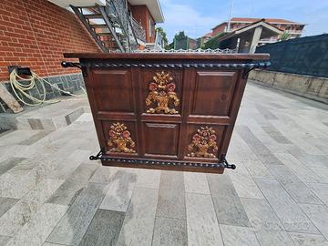  Mobile bar intarsiato con sgabelli+portaindumenti