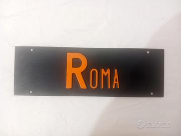 Vecchia Targa auto ROMA In plastica anni 80 