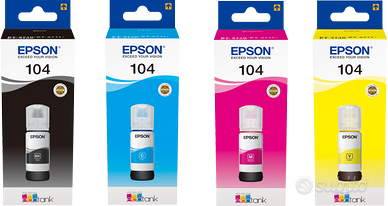 KIT 5 EPSON 104 FLACONE INCHIOSTRO ORIGINALE 65ml