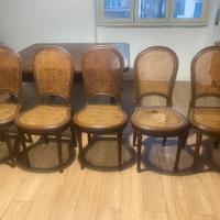 5 sedie antiche in paglia di Vienna