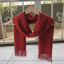 Sciarpa, rossa, invernale, unisex, frange