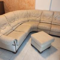 divano in vera pelle 7 posti più " puff"