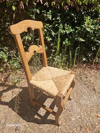 Sedia paglia e legno massello