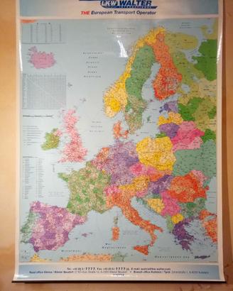 Cartina Europa, poster C.A.P. codici avviamento