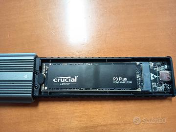 crucial p3 plus pcie4.0 m.2 2TB + adattatore usb