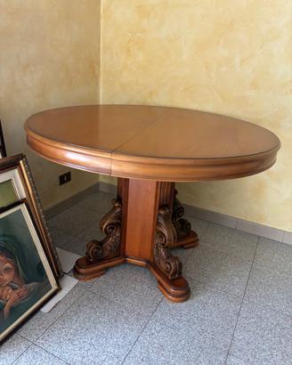 Tavolo rotondo barocco estensibile legno di noce