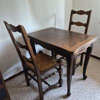 Tavolo antico Arte Povera +  2 sedie in legno