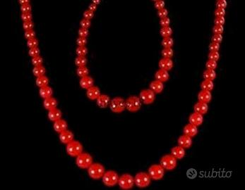Parure corallo rosso collana e bracciale NUOVA