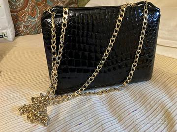 Borsa di coccodrillo nera
