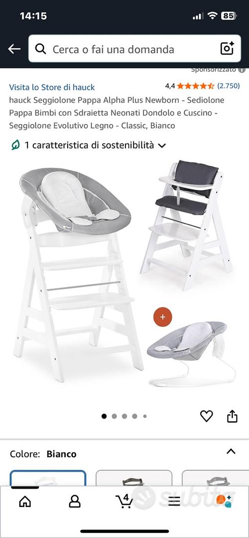 Seggiolone Evolutivo Hauck Alpha Plus Newborn - Con Sdraietta, Dondolo E Cuscino, In Legno, Bianco - Foto 5