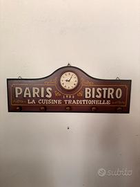 Appendiabiti Paris Bistro con orologio vintage