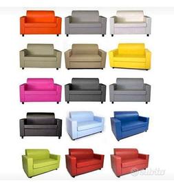 Divano divanetto 2 posti tessuto pelle vari colori
