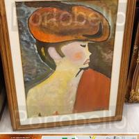 Codice: 8324 QUADRO OLIO SU TELA DONNA CON IL CAP