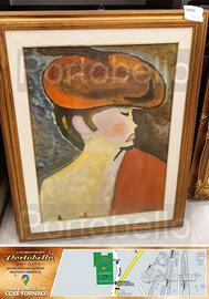 Codice: 8324 QUADRO OLIO SU TELA DONNA CON IL CAP