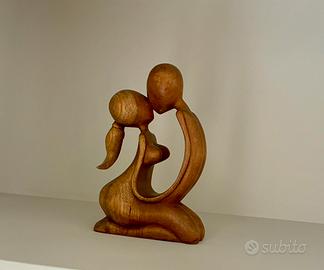 Scultura in legno coppia di innamorati
