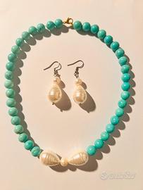Collana con Pietre Blu Turche con Orecchini
